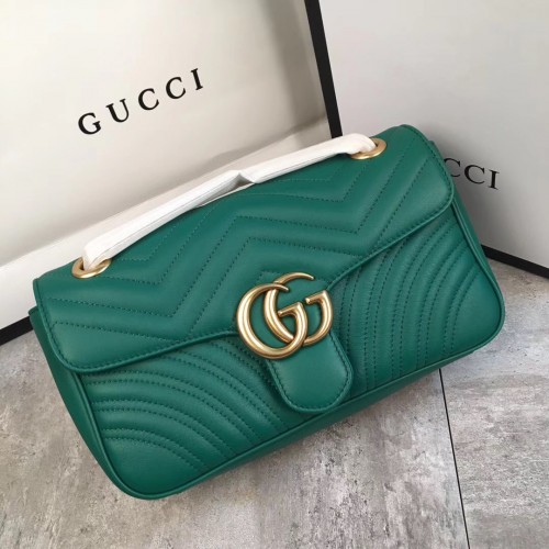 Gucci GG Marmont matelassé shoulder bag green 26cm